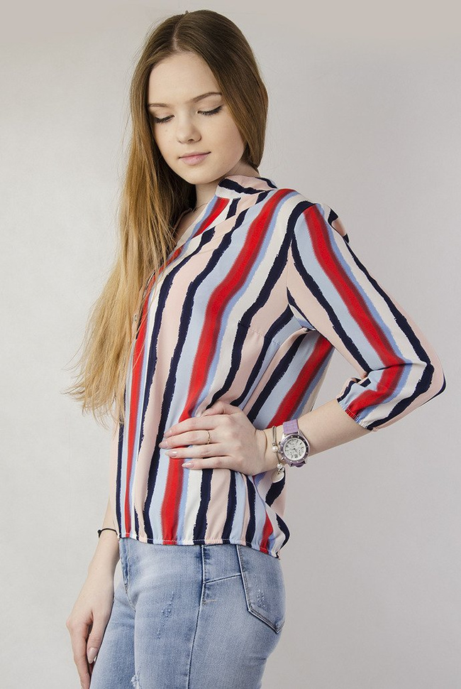 Bluzka w kolorowe paski z rękawem 3/4