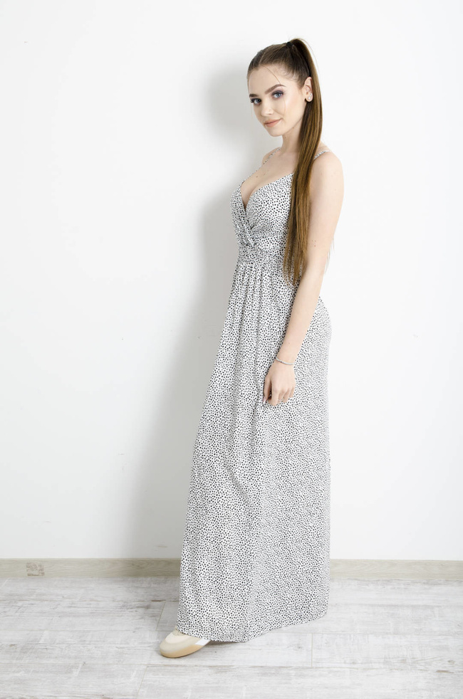 SUKIENKA MAXI WZORZYSTA - BIAŁA