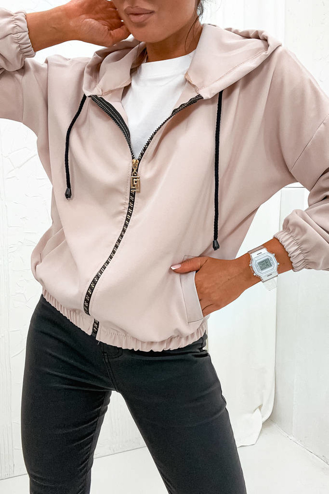 BLUZA BOMBERKA ZE ZŁOTYM ZAMKIEM- PUDROWY RÓŻ