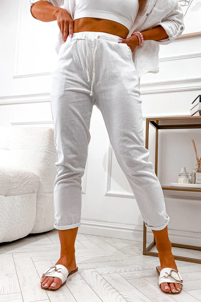 SPODNIE MATERIAŁOWE- BIAŁE