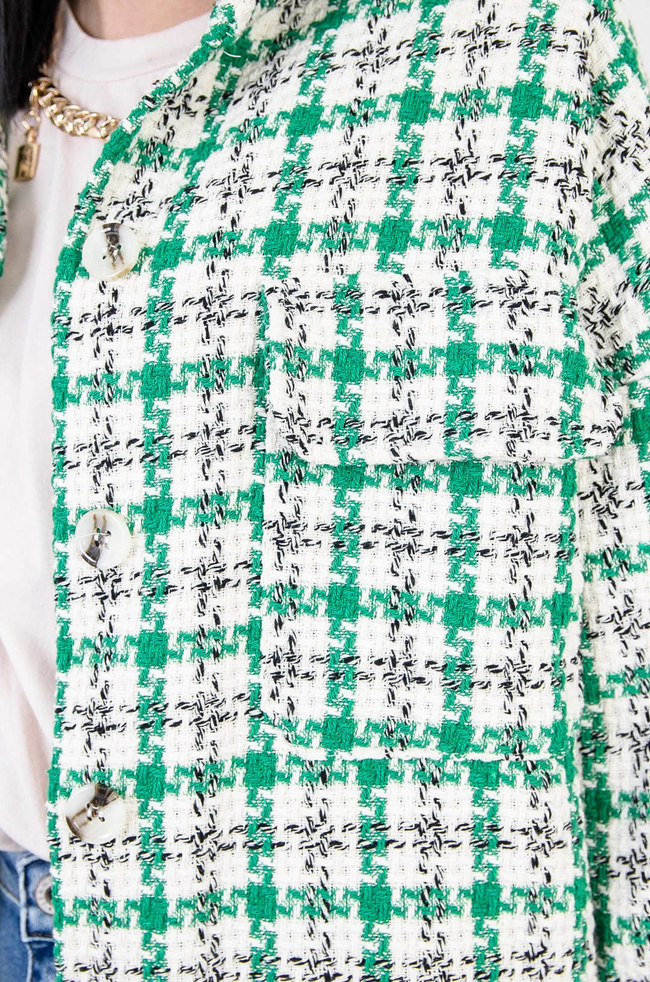 NARZUTA KOSZULOWA W BIAŁO-ZIELONĄ PEPITKĘ