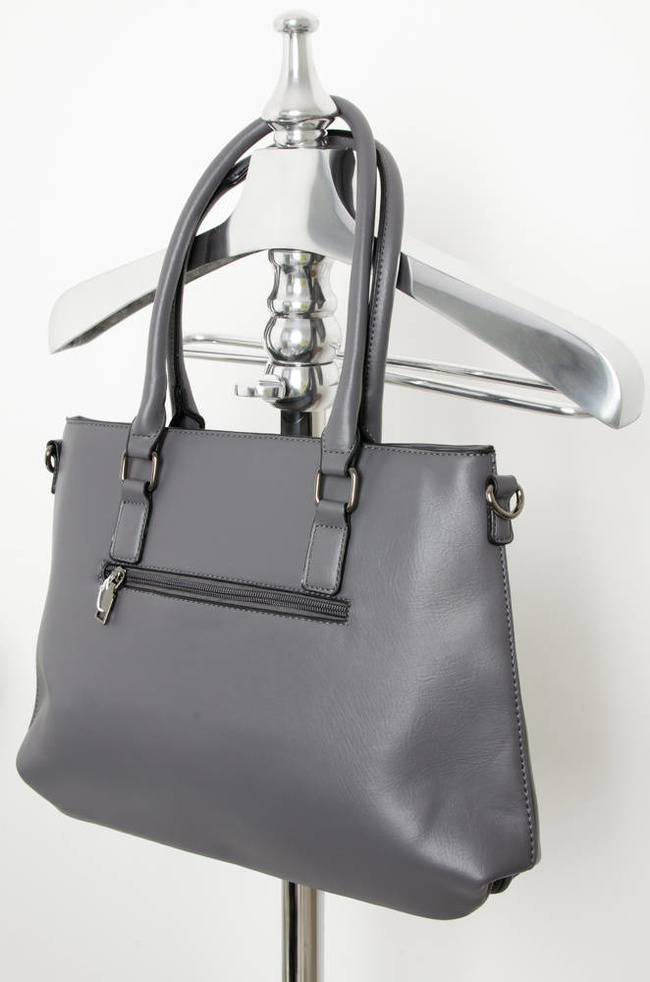 SZARA TOREBKA Z IMITACJI SKÓRY TYPU SHOPPER