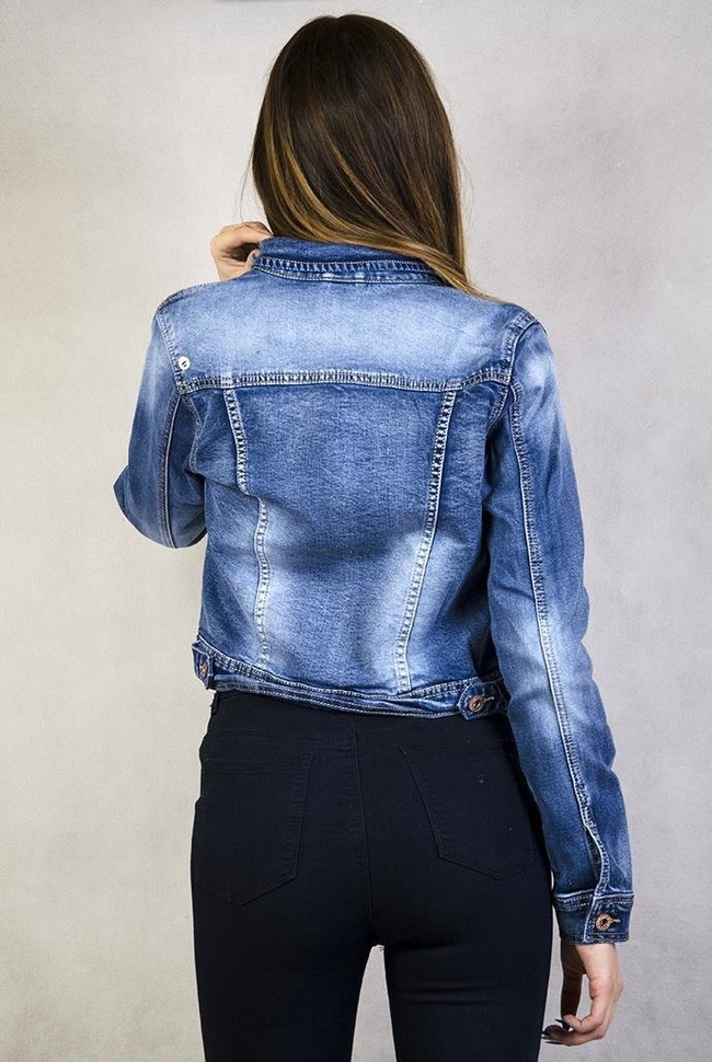 Krótka kurtka jeansowa cieniowana