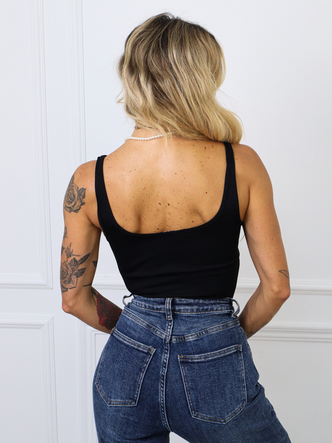 DOPASOWANE MODELUJĄCE BODY NA RAMIĄCZKA- CZARNE