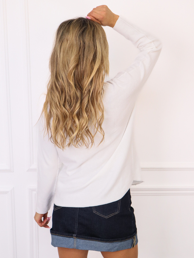 SWETER Z OKRĄGŁYM DEKOLTEM- BIAŁY