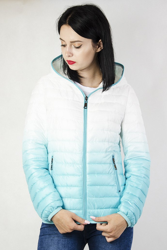 Kurtka pikowana biało-zielona