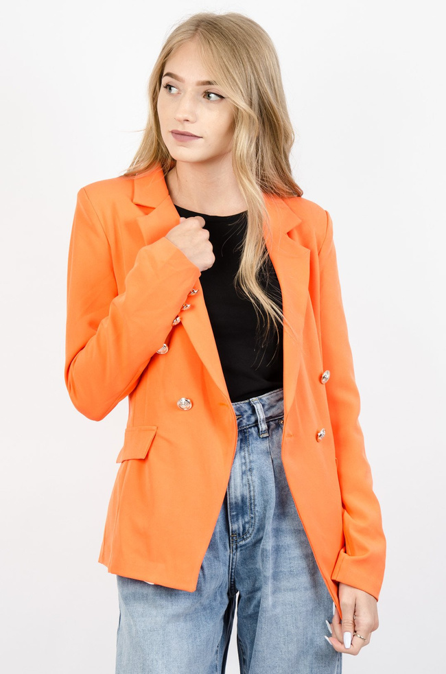 POMARAŃCZOWA MARYNARKA ZE ZŁOTYMI GUZIKAMI