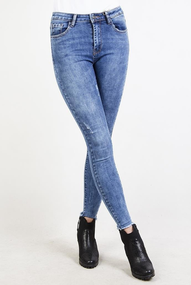 Jeansowe spodnie skinny jeans z wysokim stanem