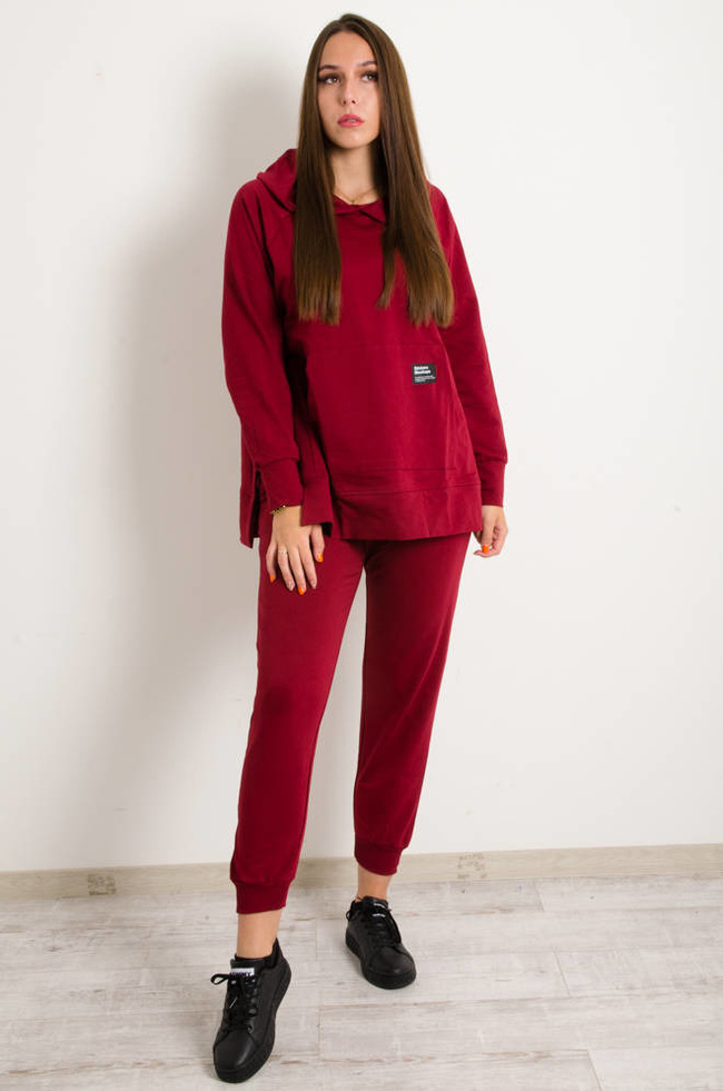 KOMPLET DRESOWY Z ROZCIĘCIAMI PO BOKACH I OZDOBNĄ NASZYWKĄ- BORDOWY