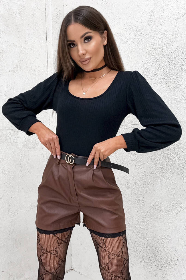 DOPASOWANE PRĄŻKOWANE BODY ONE SIZE - CZARNE