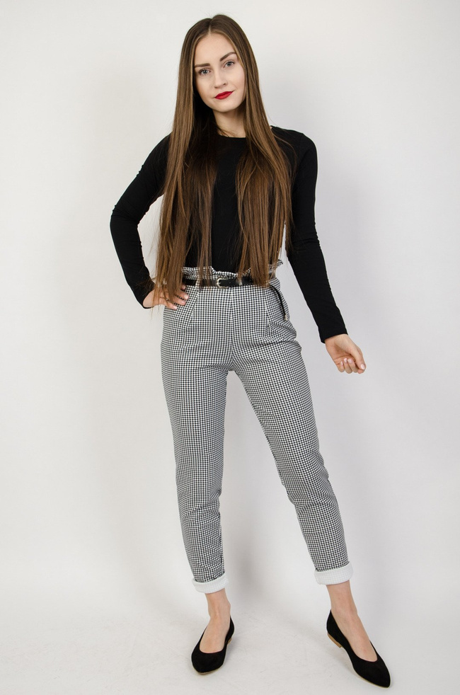 Eleganckie spodnie w pepitkę