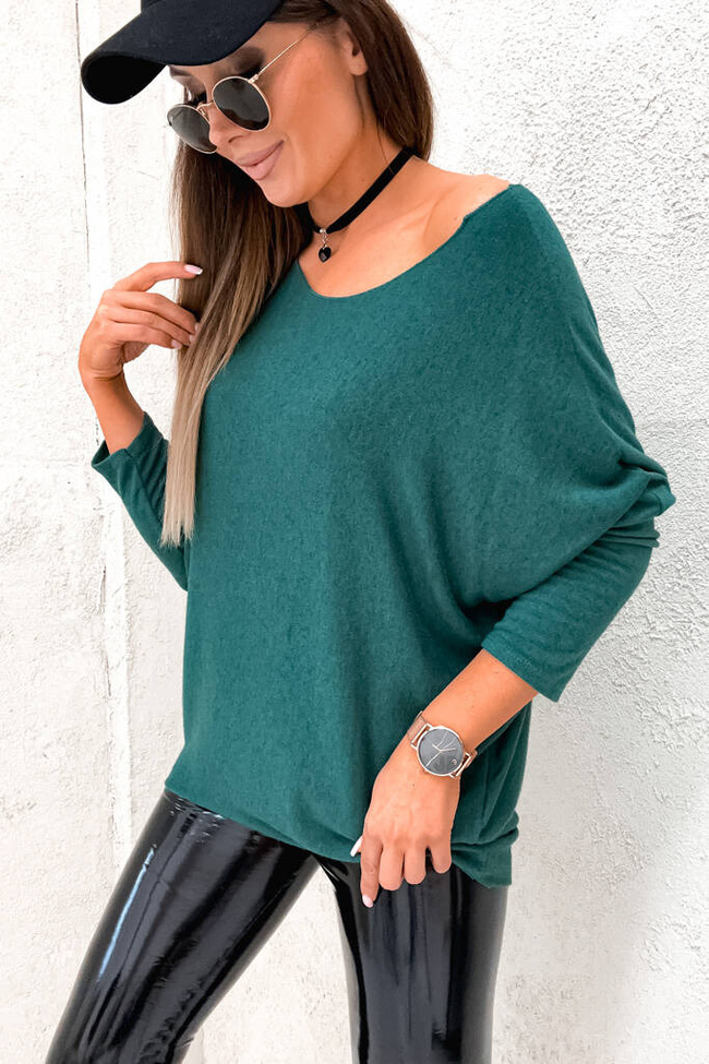 ASYMETRYCZNA BLUZKA OVERSIZE - ZIELONA