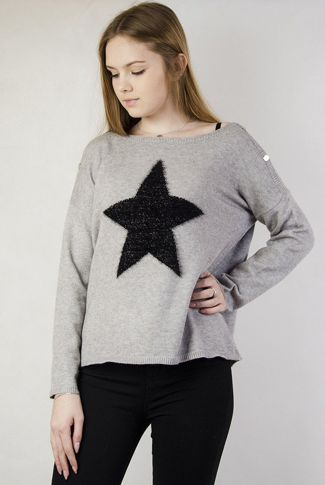 Szary sweterek z czarną gwiazdą