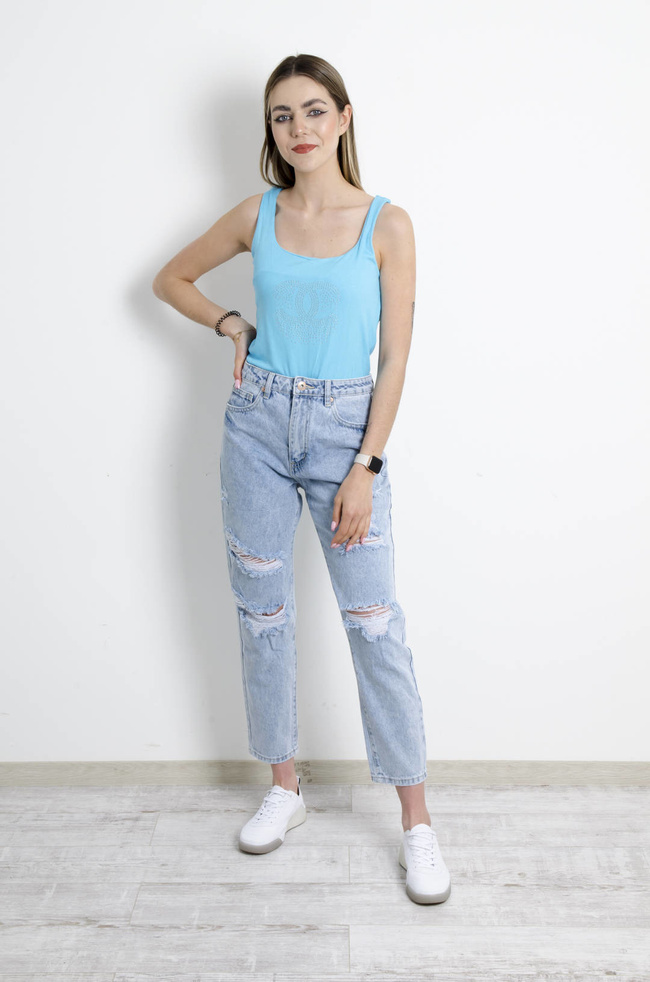 BODY PRĄŻKOWANE Z APLIKACJĄ- NIEBIESKIE