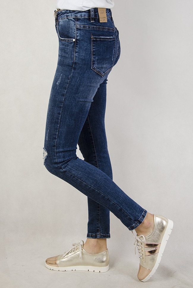 (Rozmiary L-XXXXL) Spodnie jeansowe z przetarciami