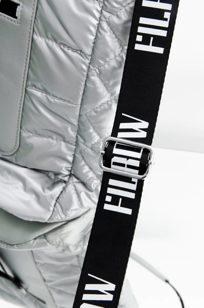 TORBA MATERIAŁOWA PIKOWANA SREBRNA- SHOPPER