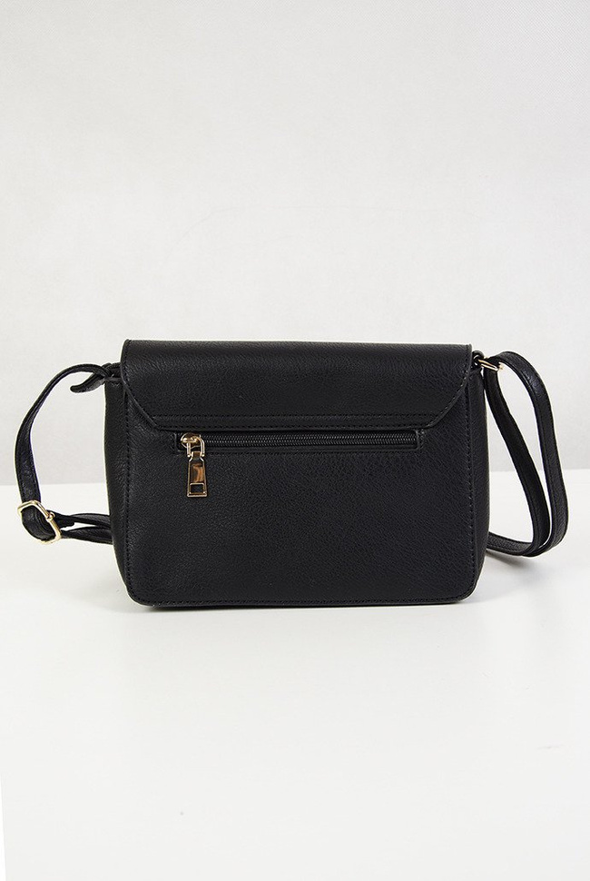 Mała czarno beżowa torebka ze złotą sprzączką