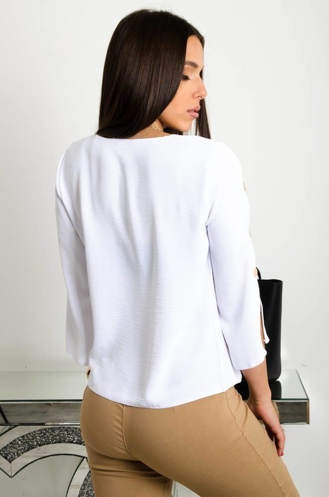 BIAŁA ELEGANCKA BLUZKA W SZPIC