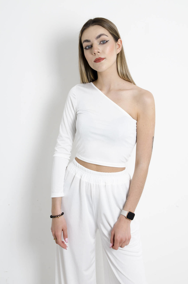 KOMPLET SPODNIE+ TOP - BIAŁY