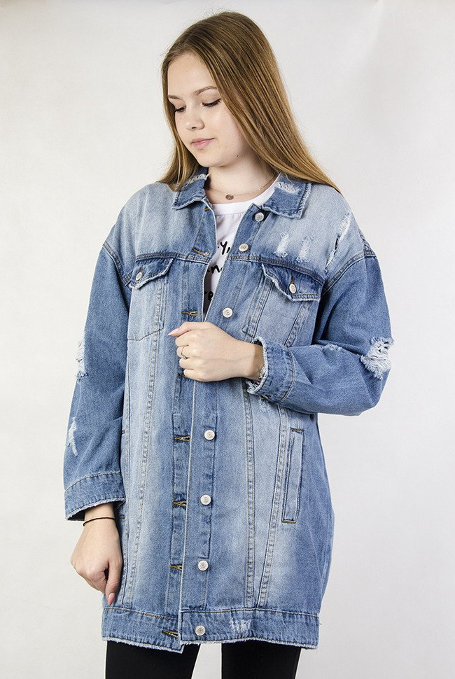 Kurtka jeansowa z przetarciami
