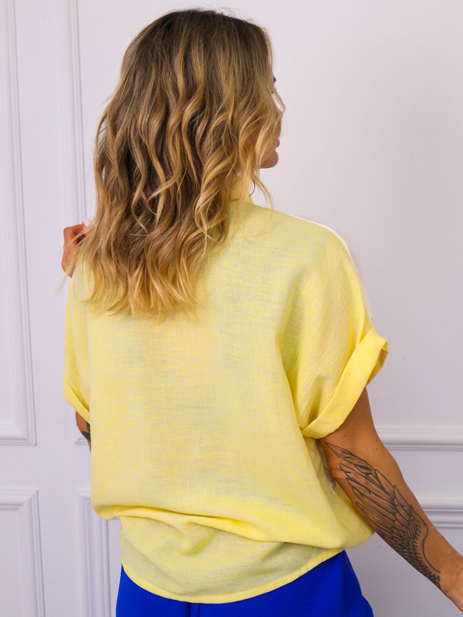 KOSZULA OVERSIZE Z KWIECISTYM NADRUKIEM- ŻÓŁTA