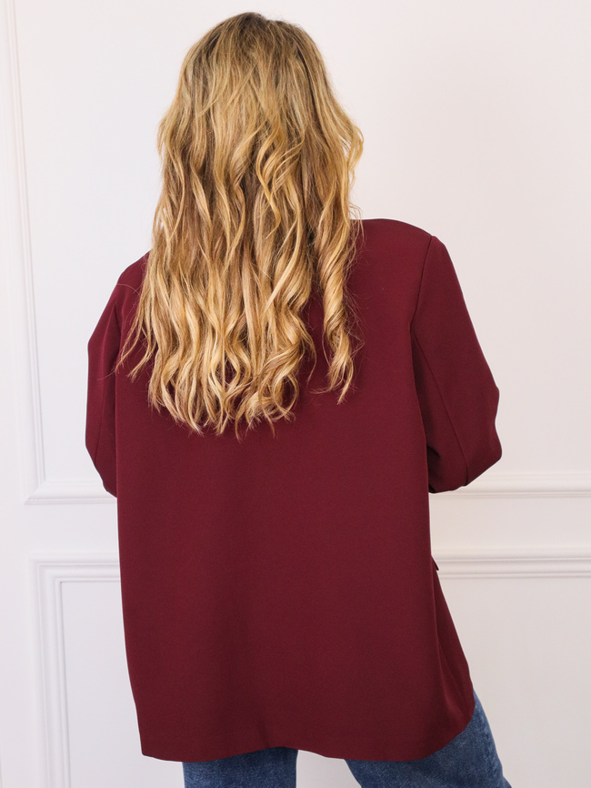 MARYNARKA OVERSIZE ZAPINANA NA GUZIKI- BORDOWA