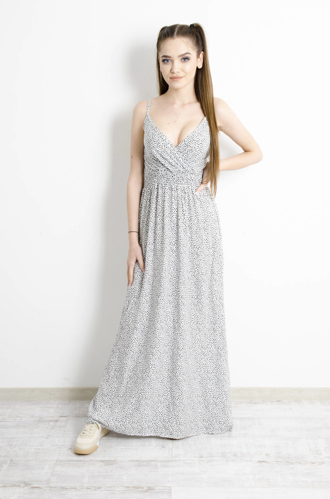 SUKIENKA MAXI WZORZYSTA - BIAŁA