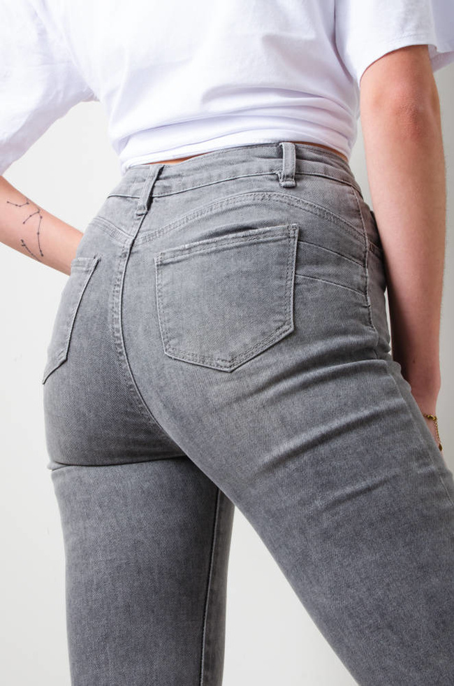 SPODNIE JEANSOWE SKINNY PUSH UP- SZARE