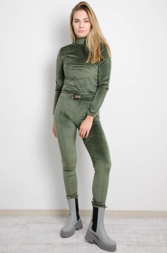 ZIELONY WELUROWY DOPASOWANY KOMPLET