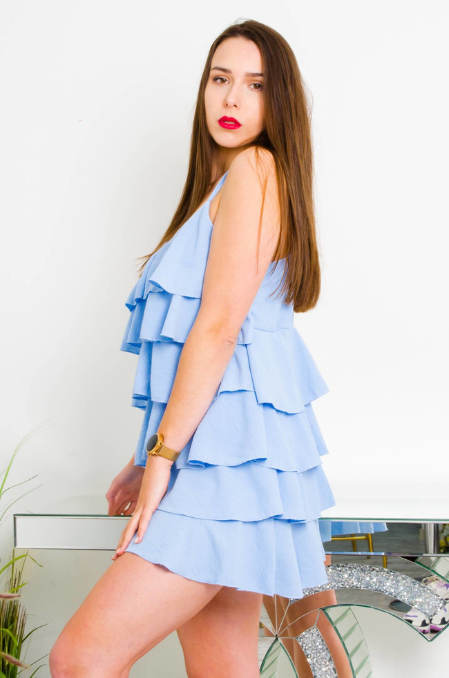 NIEBIESKA WARSTWOWA TUNIKA NA RAMIĄCZKACH