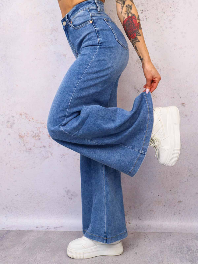 SPODNIE JEANSOWE DZWONY- NIEBIESKIE