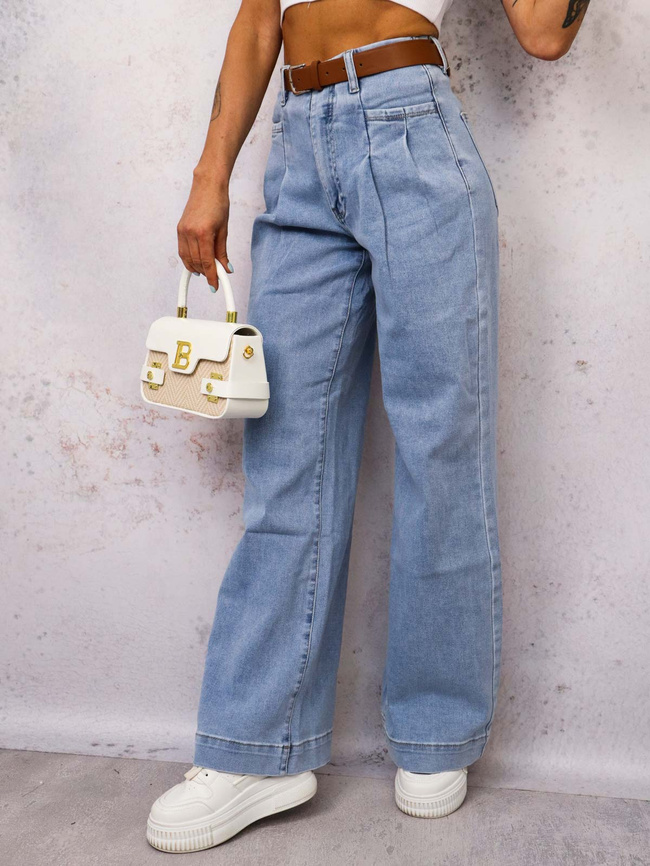 SPODNIE JEANSOWE Z PRZESZYCIAMI PRZY KIESZENIACH+ PASEK