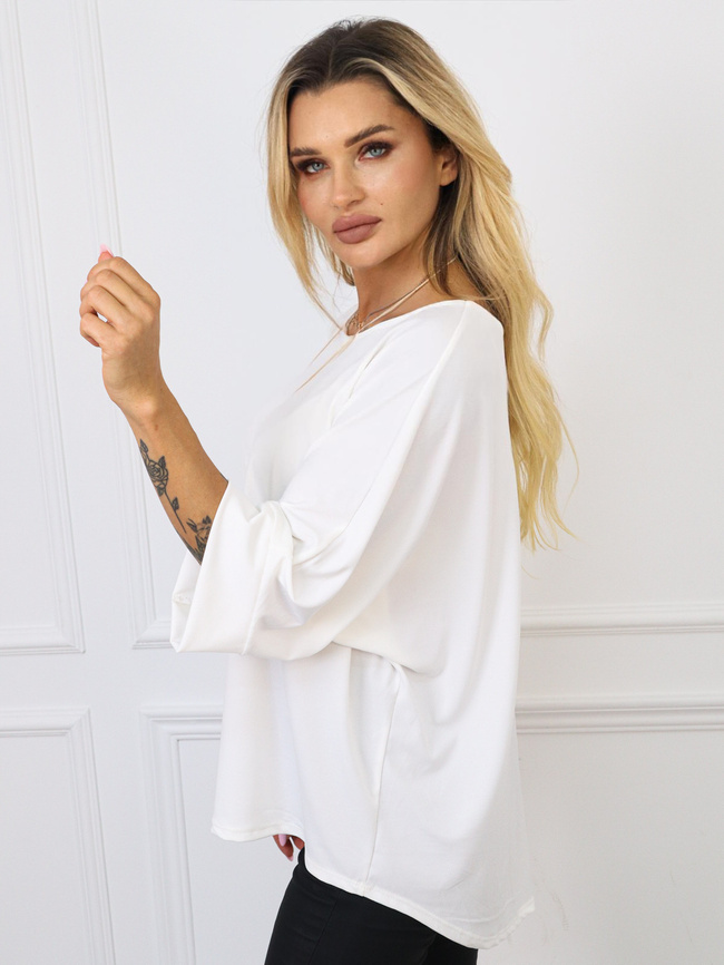BLUZKA ASYMETRYCZNA Z WISIORKIEM - BIAŁA