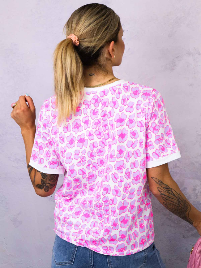 T-SHIRT W KOLOROWE CĘTKI- FIOLETOWY