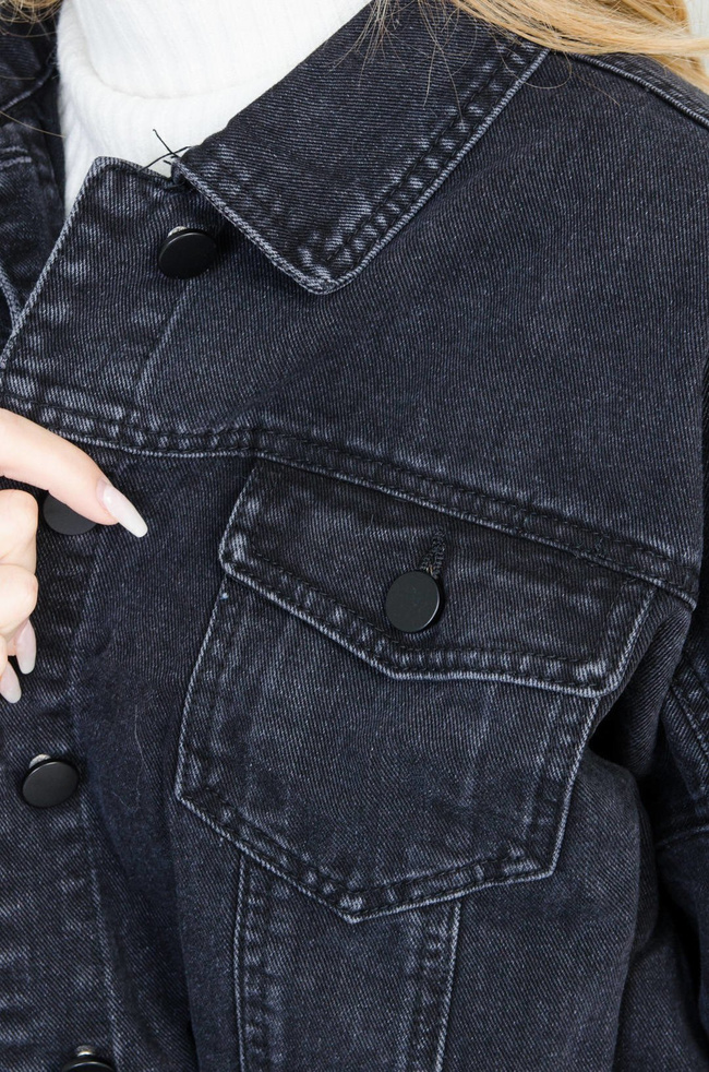 CZARNA KURTKA JEANSOWA BOMBERKA