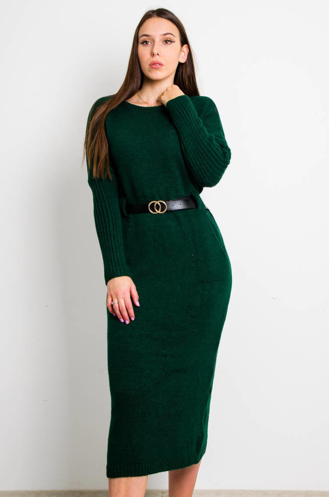 DŁUGA SUKIENKA SWETERKOWA Z PASKIEM