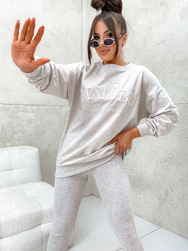 KOMPLET BAWEŁNIANY BLUZA + LEGINSY- SZARY