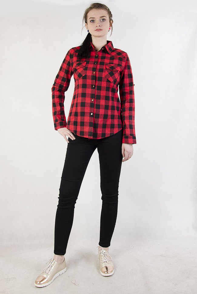 Koszula w czerwono - czarną kratę