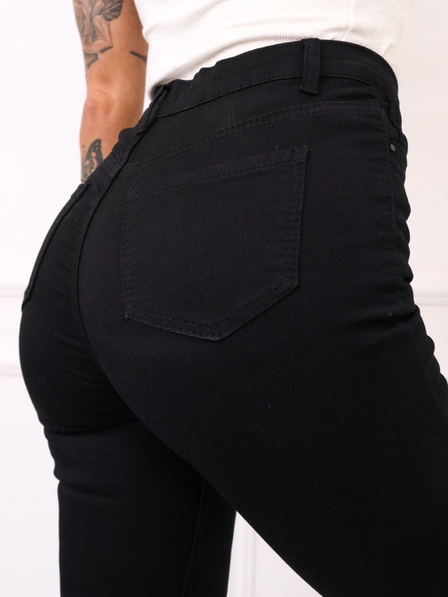 SPODNIE JEANSOWE SKINNY Z WYSOKIM STANEM- CZARNE