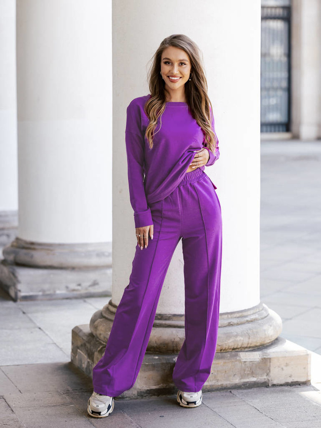 KOMPLET DRESOWY BLUZA+SPODNIE SZWEDY- FIOLETOWY