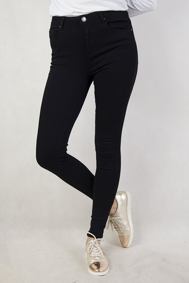 Granatowe spodnie z wysokim stanem, przylegające