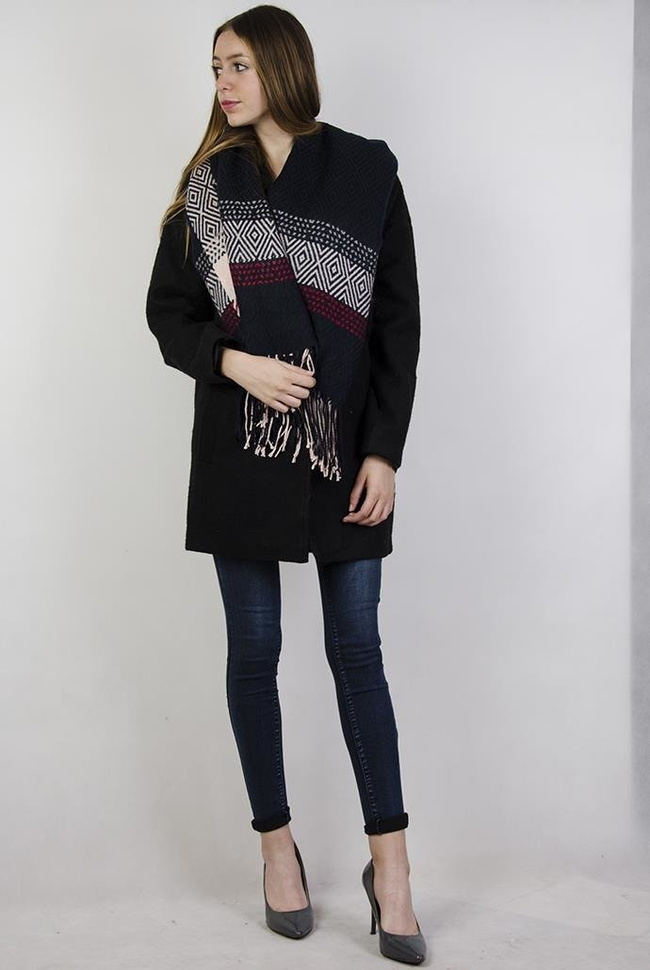 Szal granatowo-czerwony