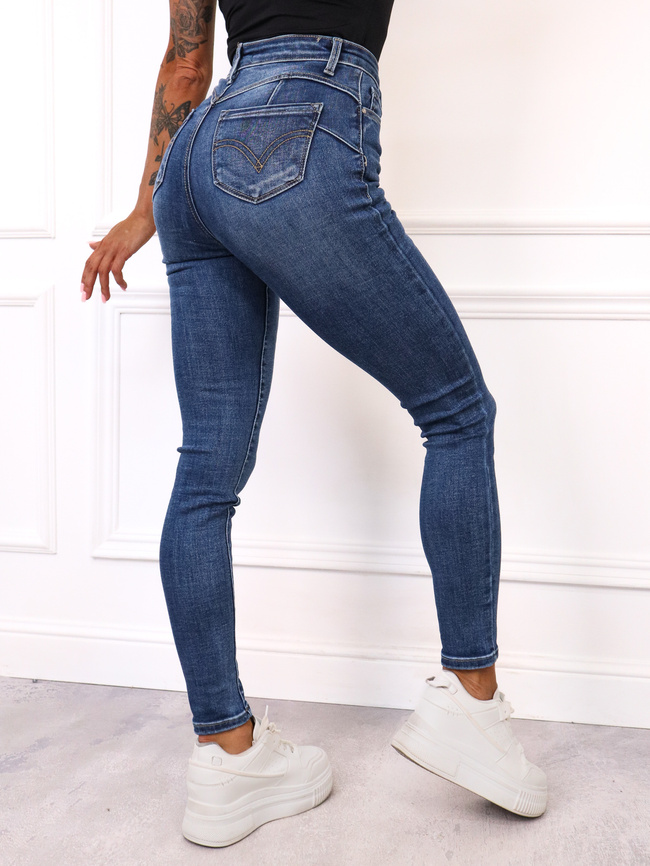 SPODNIE JEANSOWE SKINNY PUSH UP- GRANATOWE