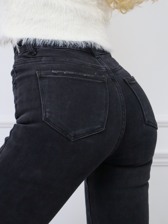 CZARNE SPODNIE JEANSOWE SKINNY Z PRZETARCIAMI