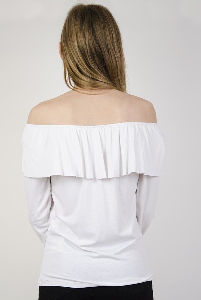 Biała bluzka z hiszpańskim dekoltem