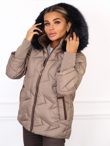 ASYMETRYCZNA KURTKA Z KONTRASTOWYMI WSTAWKAMI I PRZEDŁUŻANYMI ŚCIĄGACZAMI PRZY RĘKAWACH- FANGO