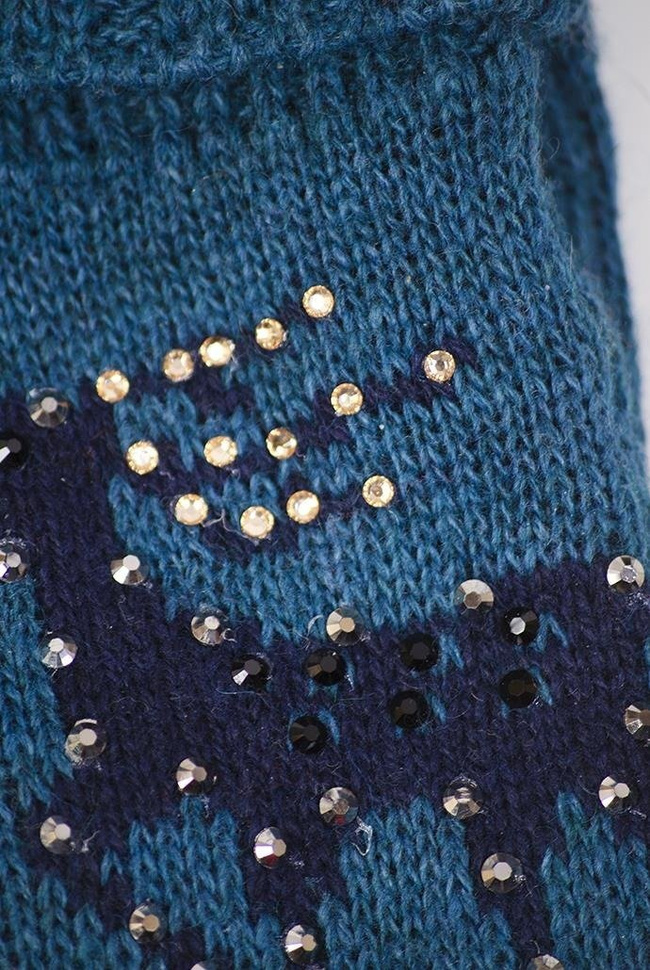 Szmaragdowe rękawiczki z reniferem