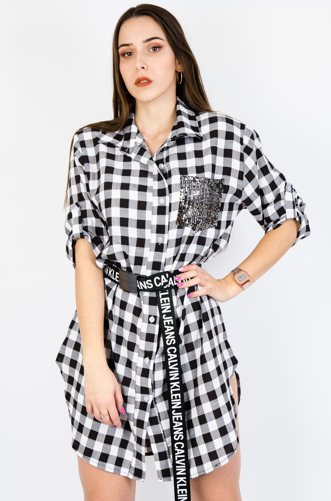 SUKIENKA KOSZULOWA W KRATĘ