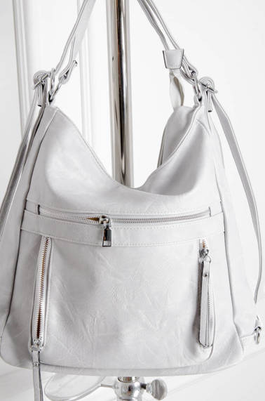 TORBA TYPU SHOPPER Z ZAMKAMI- SZARA