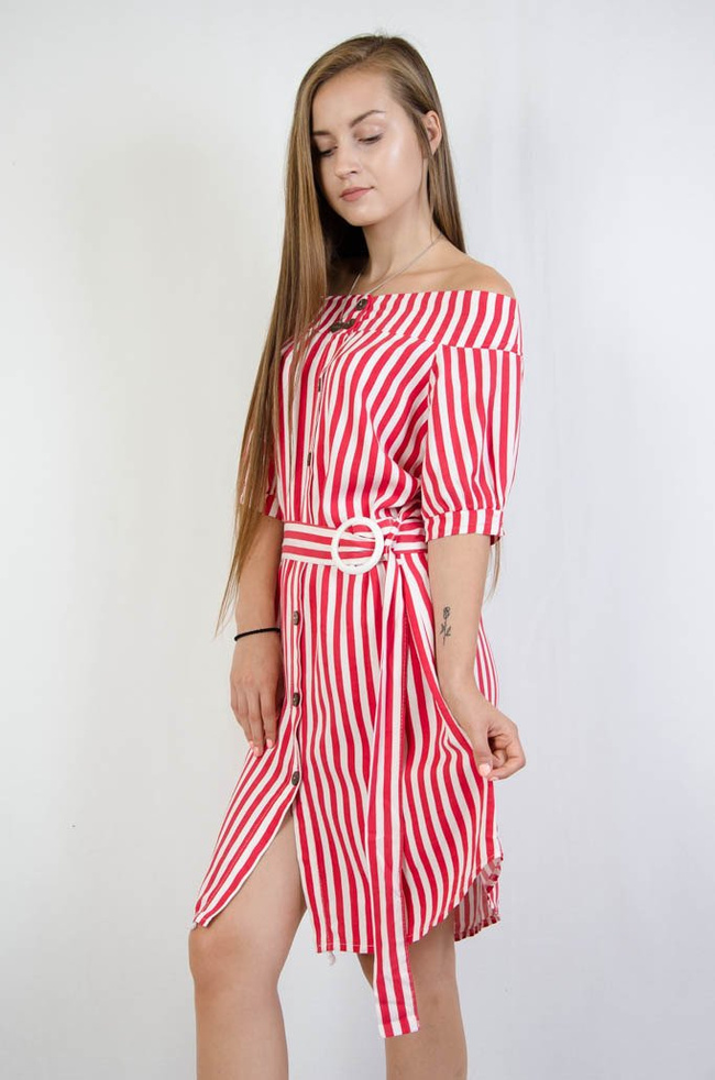 SUKIENKA HISZPANKA W BIAŁO CZERWONE PASKI